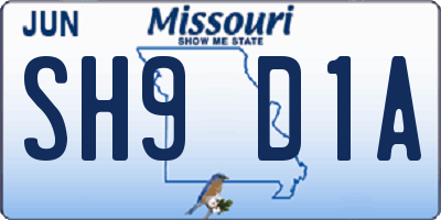 MO license plate SH9D1A