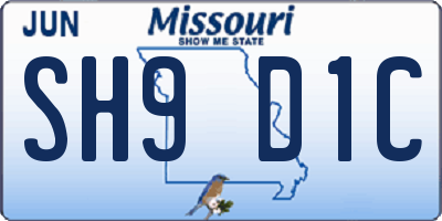 MO license plate SH9D1C