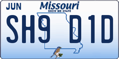 MO license plate SH9D1D