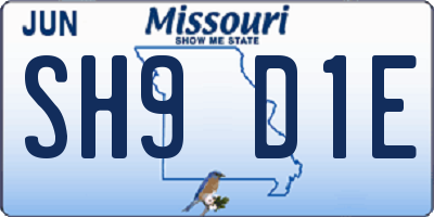 MO license plate SH9D1E