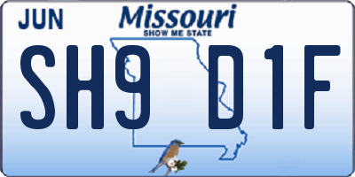 MO license plate SH9D1F