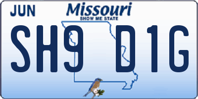 MO license plate SH9D1G