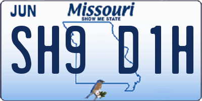 MO license plate SH9D1H