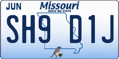 MO license plate SH9D1J