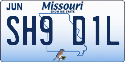 MO license plate SH9D1L