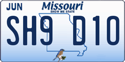MO license plate SH9D1O