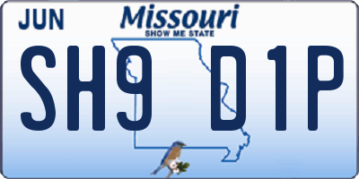 MO license plate SH9D1P