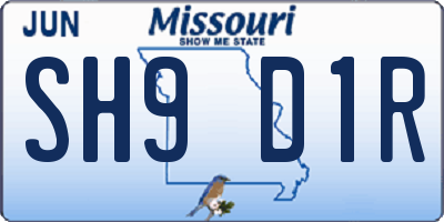 MO license plate SH9D1R