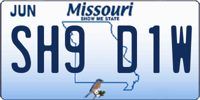 MO license plate SH9D1W