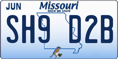 MO license plate SH9D2B