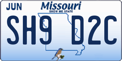 MO license plate SH9D2C