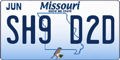 MO license plate SH9D2D