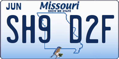 MO license plate SH9D2F