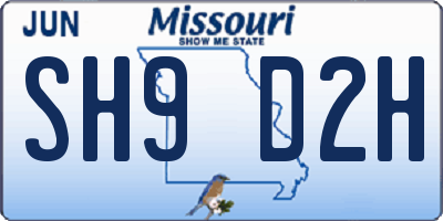 MO license plate SH9D2H