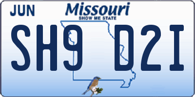 MO license plate SH9D2I