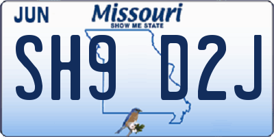 MO license plate SH9D2J