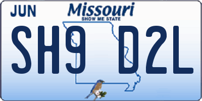 MO license plate SH9D2L