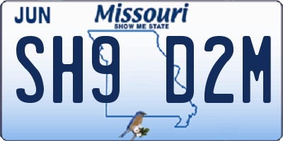 MO license plate SH9D2M