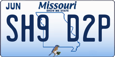 MO license plate SH9D2P