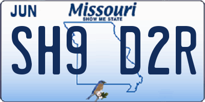MO license plate SH9D2R