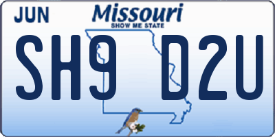 MO license plate SH9D2U