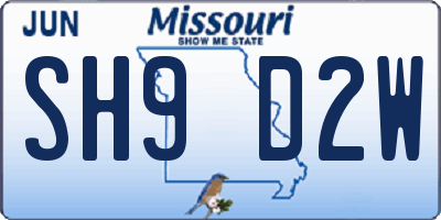 MO license plate SH9D2W