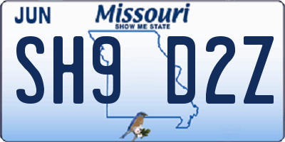MO license plate SH9D2Z