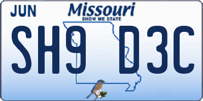 MO license plate SH9D3C