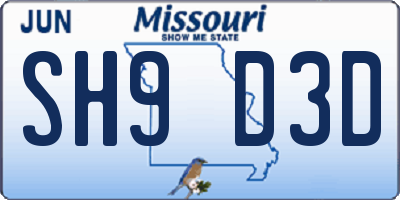 MO license plate SH9D3D