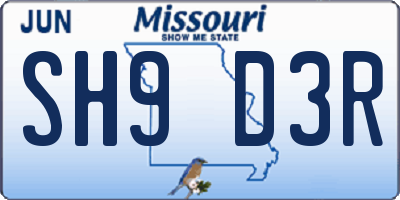 MO license plate SH9D3R