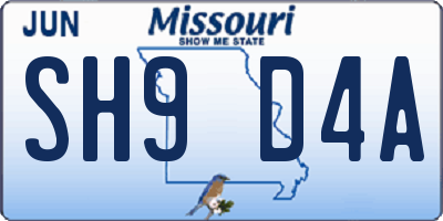 MO license plate SH9D4A