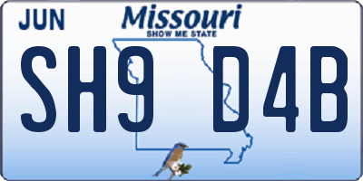 MO license plate SH9D4B