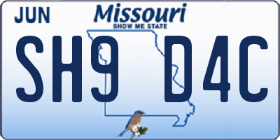 MO license plate SH9D4C