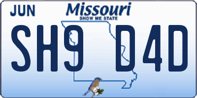 MO license plate SH9D4D