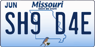 MO license plate SH9D4E