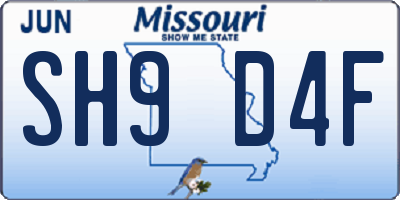 MO license plate SH9D4F