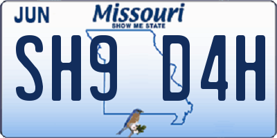 MO license plate SH9D4H