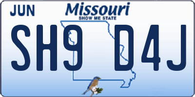 MO license plate SH9D4J