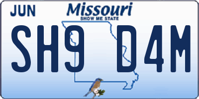 MO license plate SH9D4M