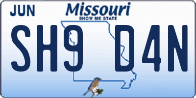 MO license plate SH9D4N
