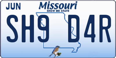 MO license plate SH9D4R