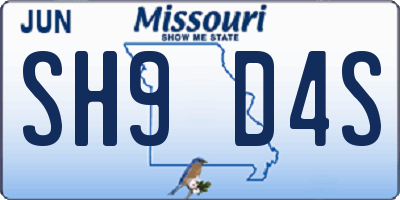 MO license plate SH9D4S