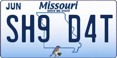 MO license plate SH9D4T