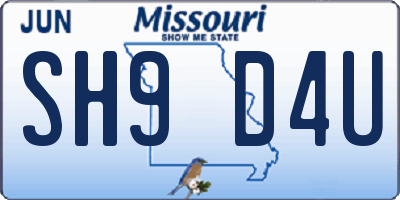 MO license plate SH9D4U