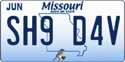 MO license plate SH9D4V