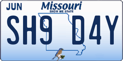 MO license plate SH9D4Y