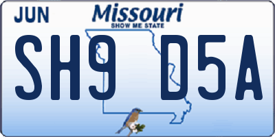 MO license plate SH9D5A
