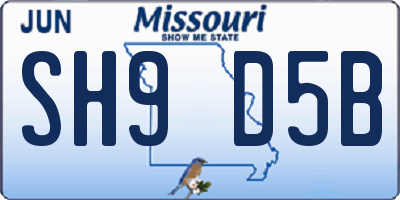 MO license plate SH9D5B