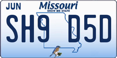 MO license plate SH9D5D