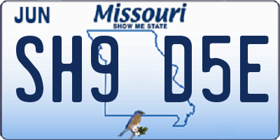 MO license plate SH9D5E